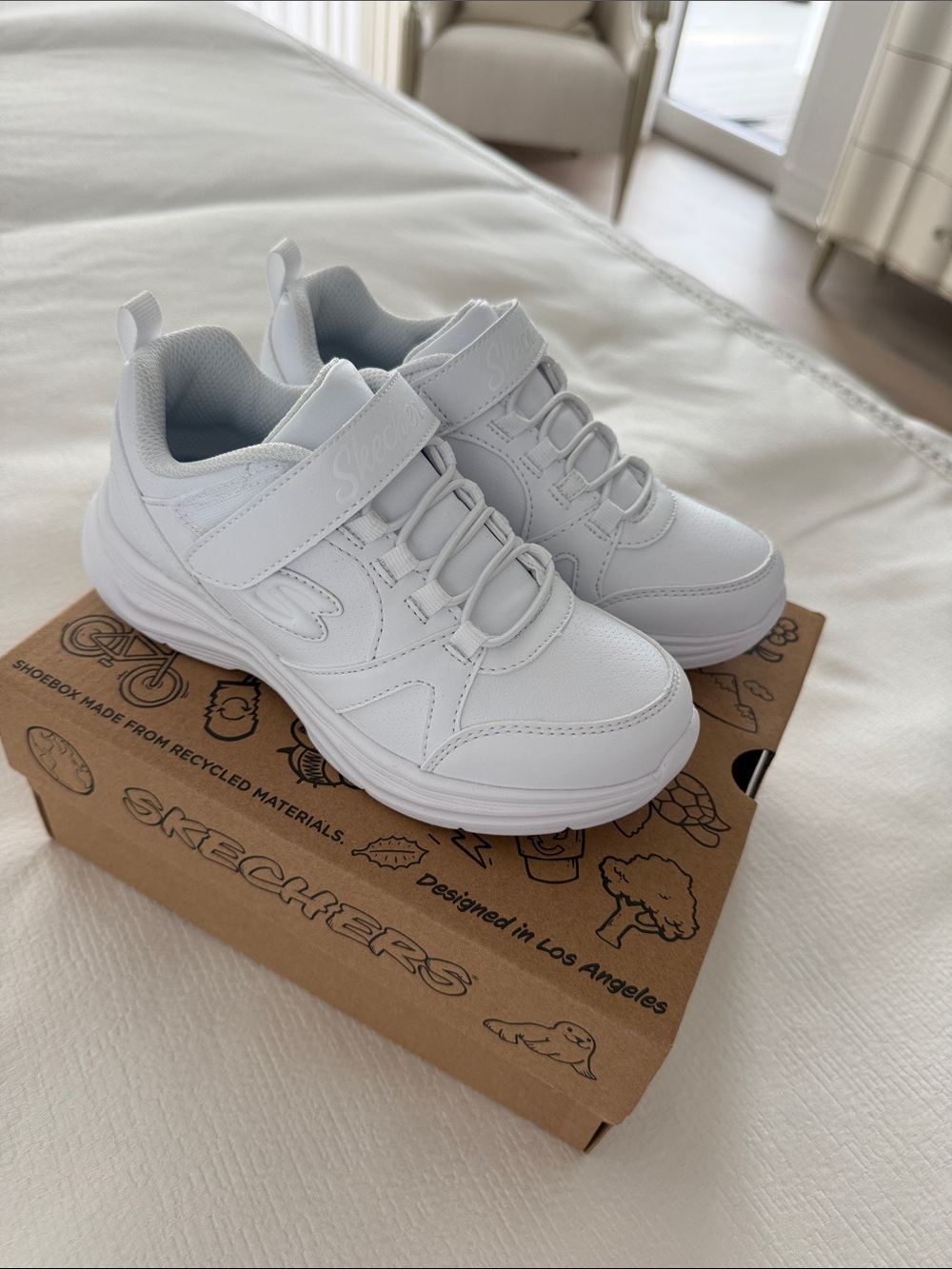 Skechers Kids White Velcro Athletic Sneakers